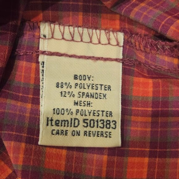 L.L. Bean Men Medium Vintage Orange Purple Outdoor Mesh Button Check Plaid Shirt - Picture 5 of 7